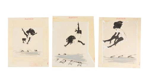 Playboy | LeRoy Neiman Set of Three Drawings of Femlin Frolicking