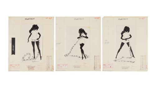 Playboy | LeRoy Neiman Set of Three Drawings of Femlin with a Tape Measure
