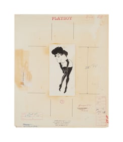 Playboy | LeRoy Neiman Drawing of Femlin with a Textured Stocking