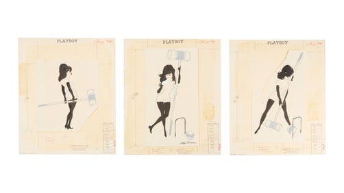 Playboy | LeRoy Neiman Set of Three Drawings of Femlin Playing Croquet