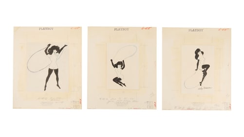 Playboy | LeRoy Neiman Set of Three Drawings of Femlin Jumping Rope