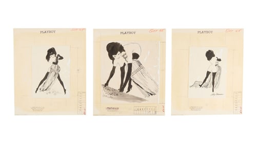 Playboy | LeRoy Neiman Set of Three Drawings of Femlin with a Broom