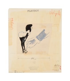 Playboy | LeRoy Neiman Drawing of Femlin on Roller Skates