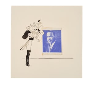 Playboy | LeRoy Neiman Drawing of Femlin with Martin Luther King Jr.