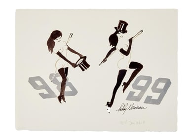 Playboy | LeRoy Neiman Drawings of Femlin Celebrating the New Year 1998 to 1999