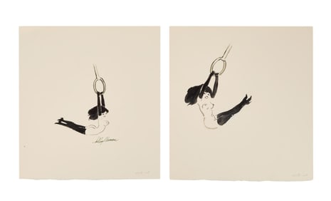 Playboy | LeRoy Neiman Set of Two Drawings of Femlin with Gymnastic Rings