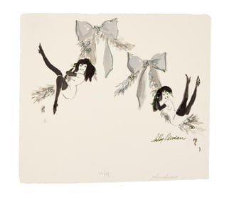 Playboy | LeRoy Neiman Drawings of Femlin with Holly Sprigs