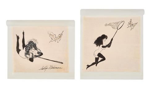 Playboy | LeRoy Neiman Set of Two Drawings of Femlin with Butterfly Net