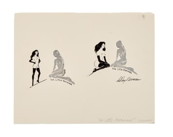 Playboy | LeRoy Neiman Drawing of Femlin with Little Mermaid