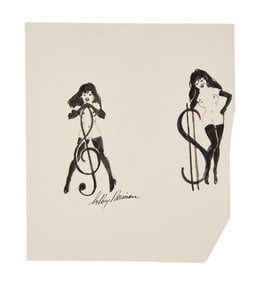 Playboy | LeRoy Neiman Drawings of Femlin with a Treble Clef and a Dollar Sign