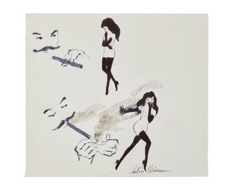 Playboy | LeRoy Neiman Drawings of Femlin and LeRoy Neiman with a Cigar