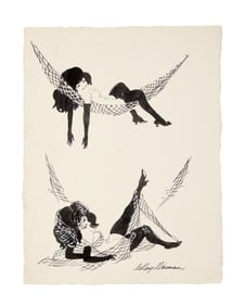 Playboy | LeRoy Neiman Drawings of Femlin in a Hammock