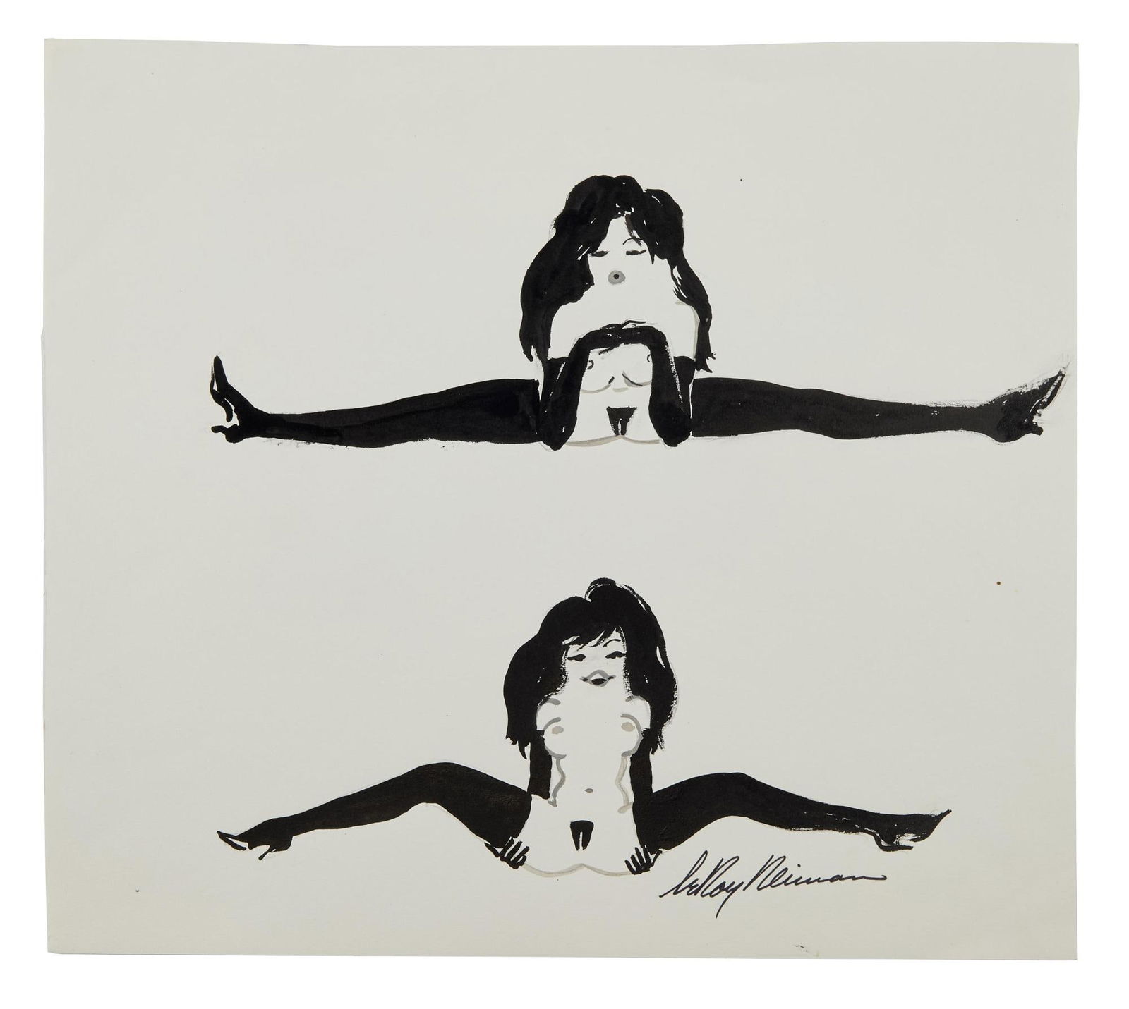 Playboy | LeRoy Neiman Drawings of Femlin Doing the Splits (1 of 2)