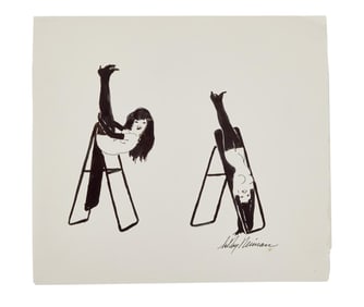 Playboy | LeRoy Neiman Drawings of Femlin on an Inversion Table