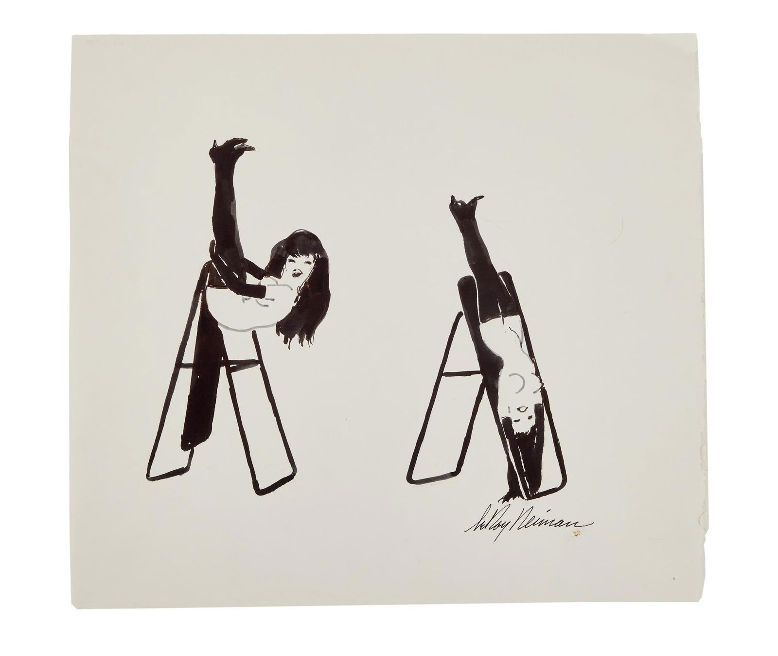 Playboy | LeRoy Neiman Drawings of Femlin on an Inversion Table (1 of 3)