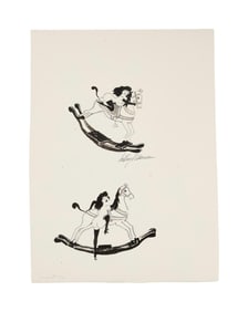 Playboy | LeRoy Neiman Drawings of Femlin with a Rocking Horse
