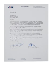 Harry Belafonte | Wynton Marsalis Signed Letter