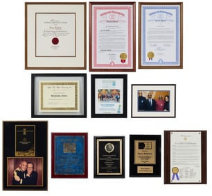 Harry Belafonte | Group of 11 Framed Honors and Certificates