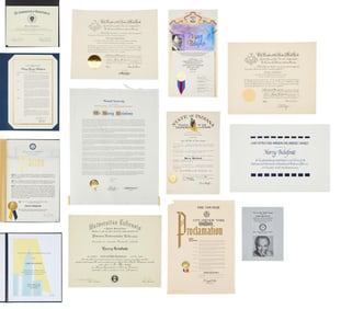 Harry Belafonte | Group of 12 Doctorates and Proclamations