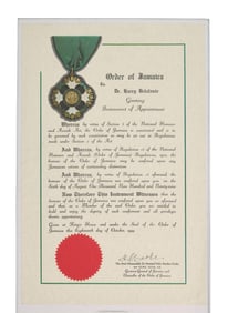 Harry Belafonte | Instrument of Appointment Jamaica Certificate