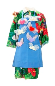 Richard Simmons | Clouds and Hearts Kitchen Apron with Tropical Birds Housedress