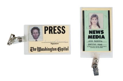 Capital News | Anne McKenna (Helen Slater) and Redmond Dunne (William Russ) Press Badges