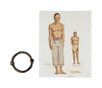 Roots | Kunta Kinte (LeVar Burton) Costume Sketch with Leg Iron Prop