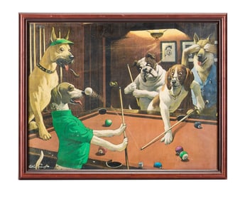 Roseanne | Entryway "Dogs Playing Pool" Artwork Print