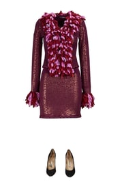 The Nanny | Fran Fine (Fran Drescher) Purple Yarn Ensemble with Purse