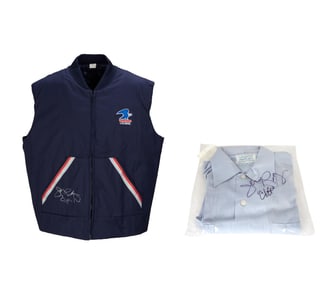Cheers | Cliff Clavin (John Ratzenberger) USPS Puffy Vest Signed by Ratzenberger with USPS Shirt in