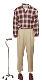 Frasier | Martin Crane (John Mahoney) Plaid Shirt Ensemble and Cane