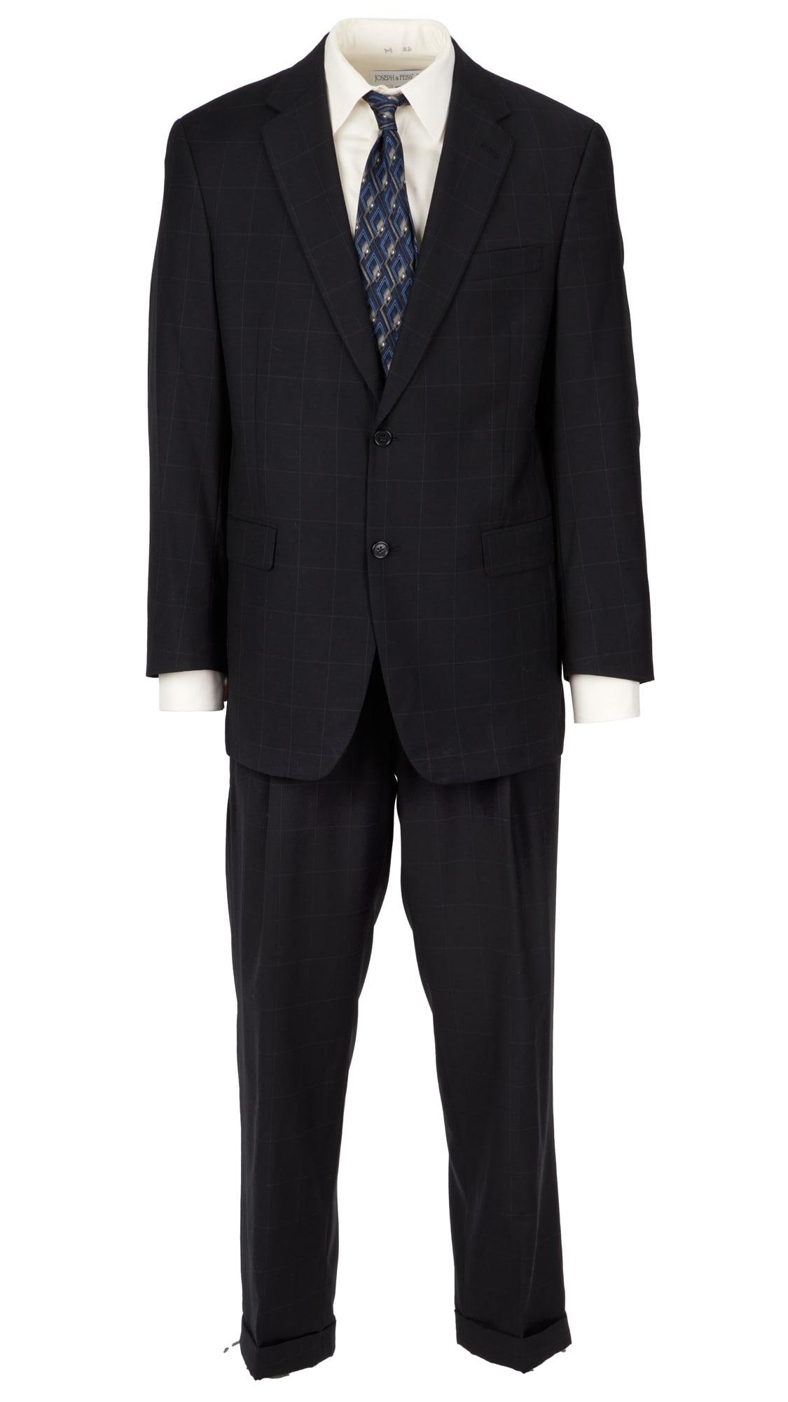 The Office | Michael Scott (Steve Carell) Suit Ensemble: A Michael Scott suit ensemble worn by actor Steve Carell as Michael Scott on the workplace sitcom The Office (Reveille, NBC Universal, Deedle-Dee, 2005-2013) consisting of a black wool-blend