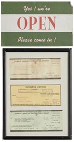 Beverly Hills, 90210 | Peach Pit Diner Framed Public Health Permits and Sign