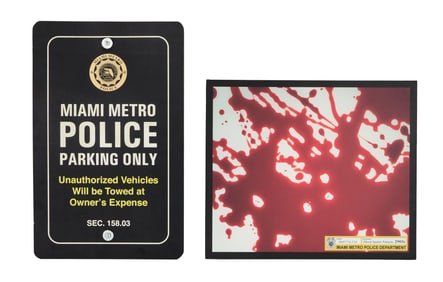 Dexter | Miami Metro Police Department Parking Sign and Dexter Morgan (Michael C. Hall) Blood