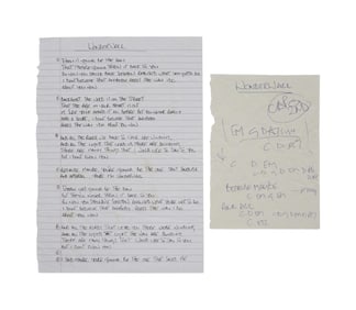 Oasis | Noel Gallagher "Wonderwall" Handwritten Lyrics and Chord Sheet
