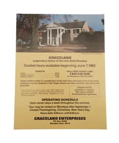 Elvis Presley | 1982 Opening of Graceland Tours Flyer