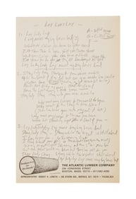 Bob Dylan | Vintage Handwritten "Lay Lady Lay" Lyrics with LOA from Jeff Rosen