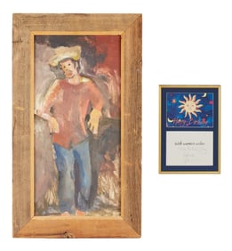 Bob Dylan | Original Oil on Masonite Painting 1976 and Signed Birthday Card