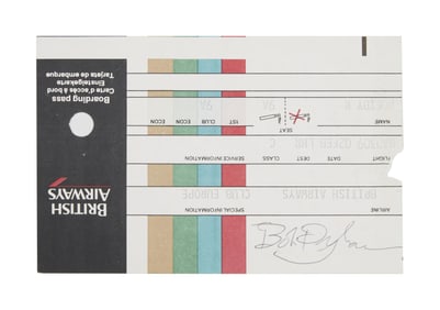 Bob Dylan | 1990 Signed British Airways Ticket