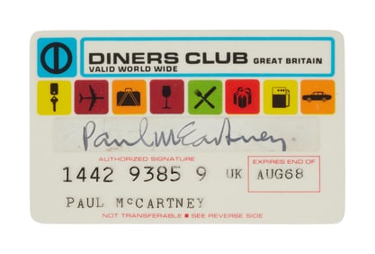 The Beatles | Paul McCartney Signed 1968 Diners Club Credit Card