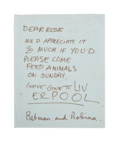 Paul McCartney | Handwritten Note to Former Housekeeper Rose Martin