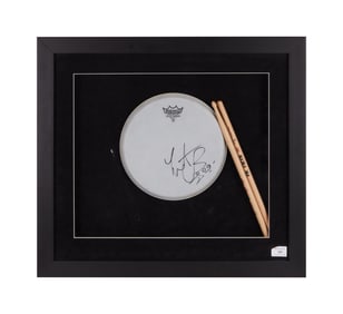The Rolling Stones | Charlie Watts 2009 Signature Drumsticks and Signed Drumskin Display