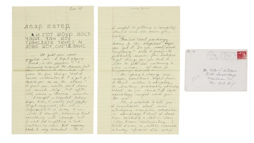 Janis Joplin | 1965 Initialed and Signed in Cyrillic Handwritten Letter to Peter de Blanc