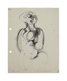 Led Zeppelin | Zacron 1974 Hand Drawn Abstract Sketch Of A Woman