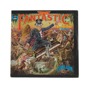 Elton John | and Bernie Taupin Signed "Captain Fantastic and the Brown Dirt Cowboy" Limited-Edition: A copy of Elton John's 1975 album Captain Fantastic and the Brown Dirt Cowboy, signed by John and Bernie Taupin on the interior in blue ink. A sticker present on the original plastic protective wr