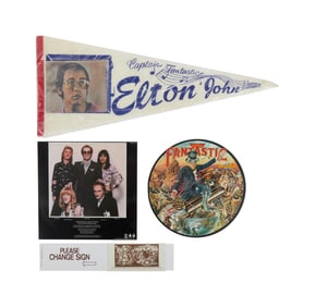 Elton John | "Captain Fantastic and the Brown Dirt Cowboy" Pennant Flag, Door Display, and Record