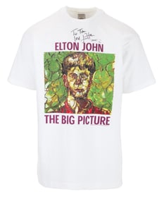 Elton John | Signed 1997 "The Big Picture Tour" T-Shirt and Concert Ticket Stub