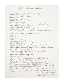 Carl Perkins | Signed Handwritten "Blue Suede Shoes" Lyrics