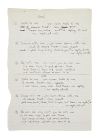 Genesis | 1981 Phil Collins Handwritten "No Reply At All" Working Lyrics