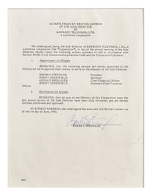 Barbra Streisand | 1985 Signed Contract
